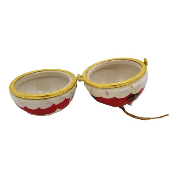 Limoge Style Christmas Ball Ornament Hinged Ceramic Porcelain Trinket Box NWOT - Picture 4 of 6